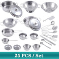 25Pcs Children Stainless Steel Pretend Play Food Kitchen Cookware Set Toy Mini Cooking Game Pot  Shovel Tinplate Kid Kitchen Toy