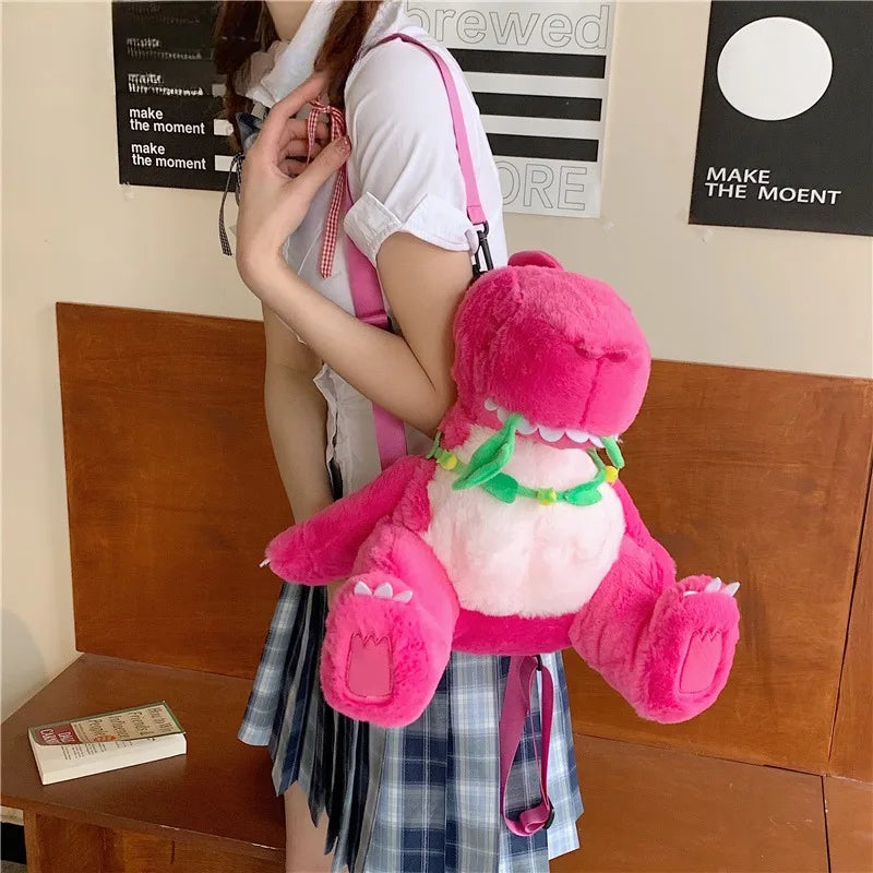 Cute Pink Dinosaur Plush Backpacks Super Soft Kawaii Animals Plushie Crossbody Bag Versatile Knapsack Beautiful Birthday Gifts
