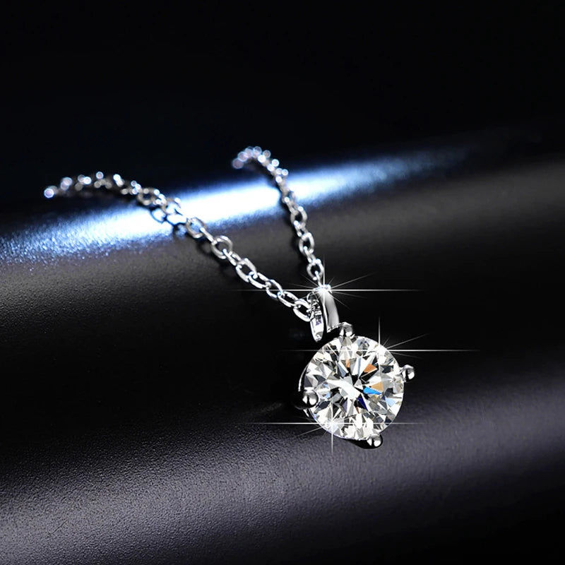 Fashion Luxury Trendy Classic 1ct GRA Moissanite Irregular Sqaure Necklace For Charm Women 925 Silver Party Jewelry Gift