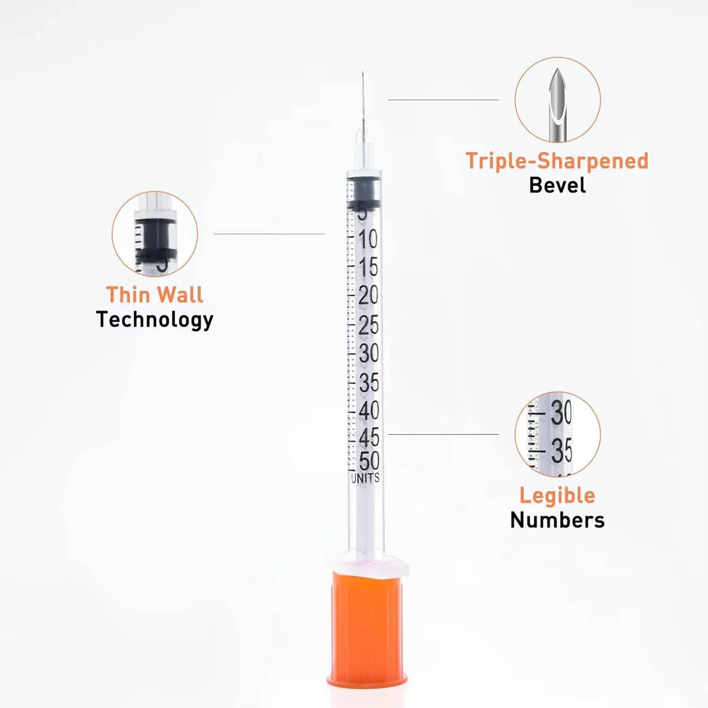 20 Pcs 0.5ml / 1ml Disposable Plastic Veterinary Syringes with Needle, For Pets & Farm Livestock Animals