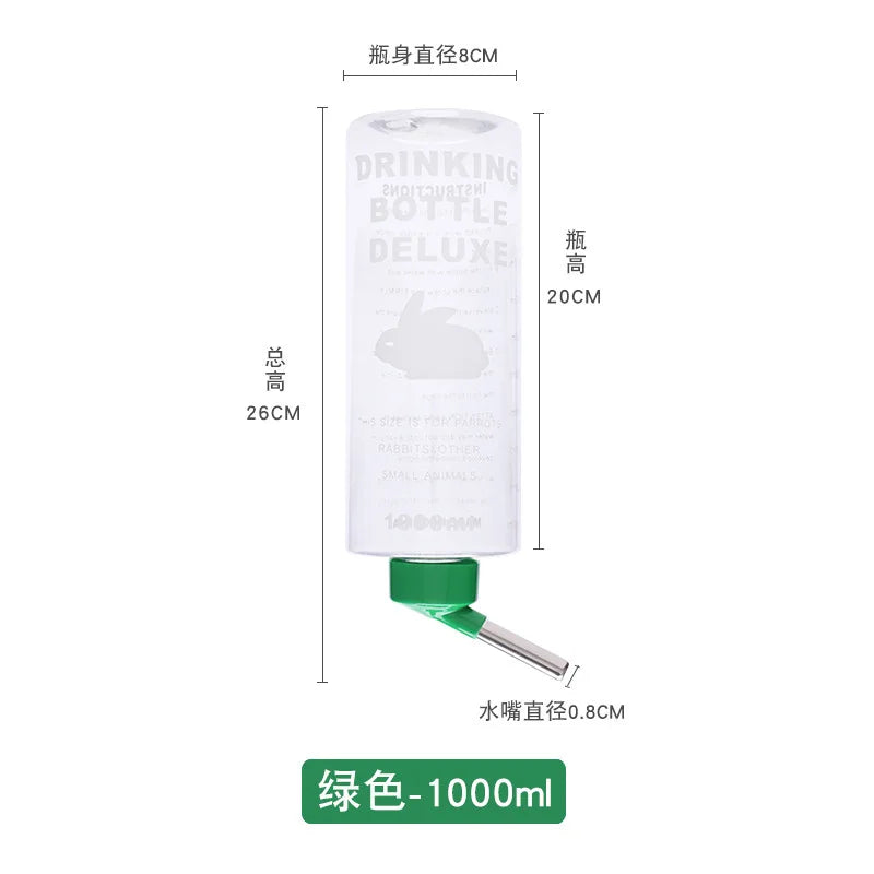 Rabbit Water Bottle Dispenser Large Capacity Guinea Pig Drinking Feeder Bowls Cage Hanging Fountain Hamster Chinchilla Supply