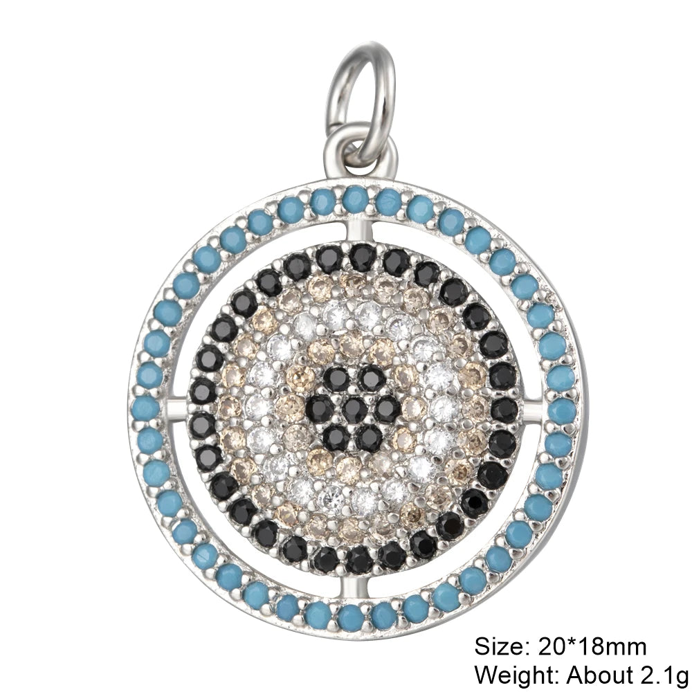 Juya Handmade 18K Real Gold Plated Opal Shell Round Turkish Greek Evil Eye Charms For DIY Luxury Talisman Pendant Jewelry Making