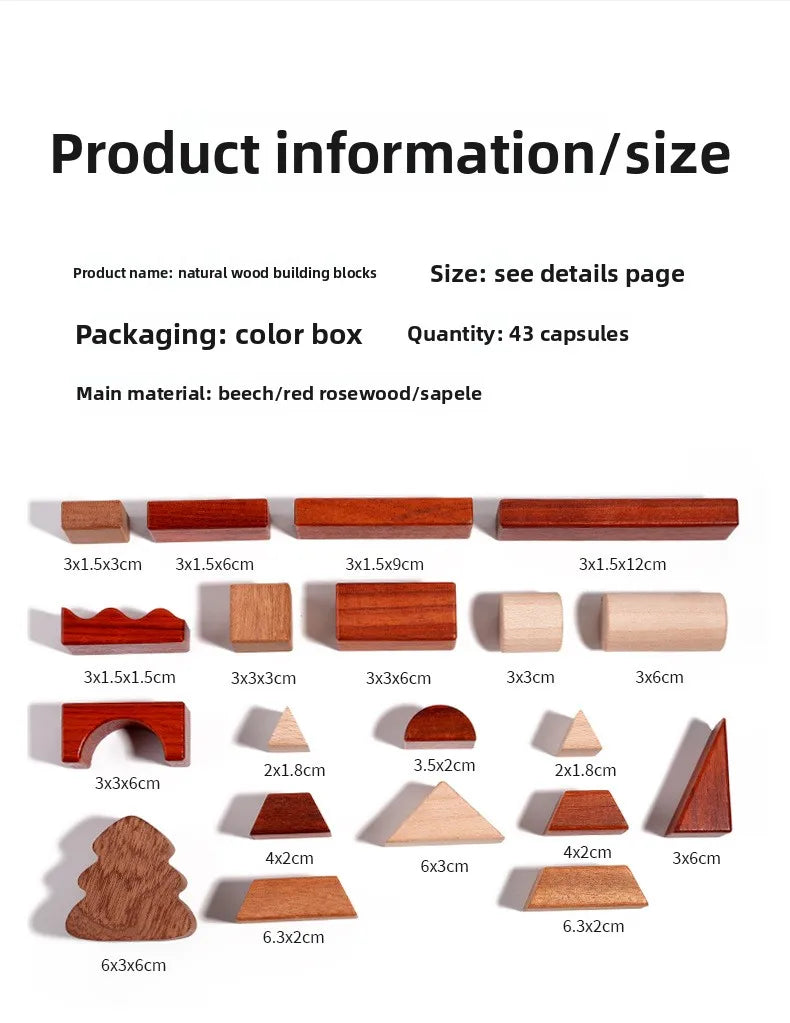 Kawaii 100Pcs Unpainted Beech Wooden Large Building Blocks Toddler Stacking Construction Preschool Educational Gift