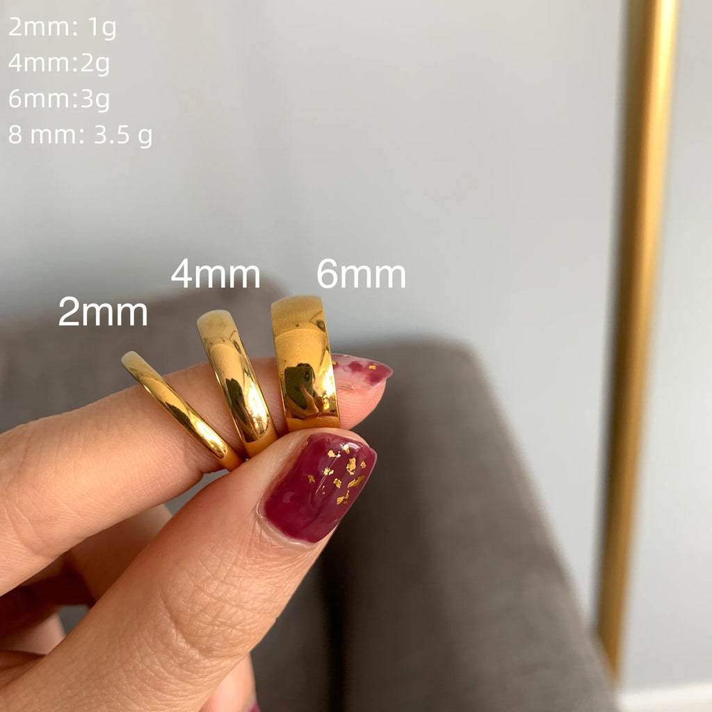 High quality titanium steel plated 18K gold ring couple ring Europe and the United States men and women 2mm4mm6mm8mm simple ring
