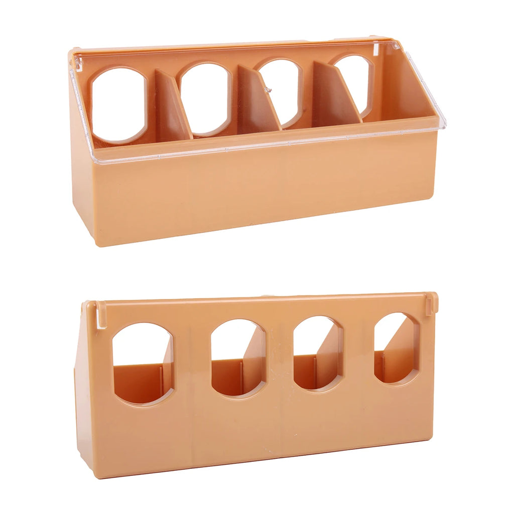 Pigeon Multi-Purpose Cage Hanging Food Box With Lid 1/2/4-Holes Anti-Spill Racing Pigeon Trough Feeder Pet Bird Supplies 1/2Pcs