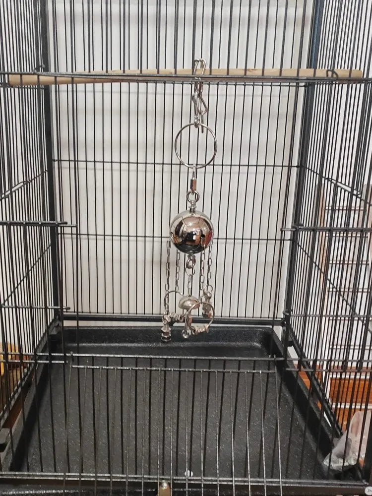Stainless Steel Medium Large Parrots Gnaw Relieve Bell Toys Birds Chewing Hanging Swing Tearing Cage Toy