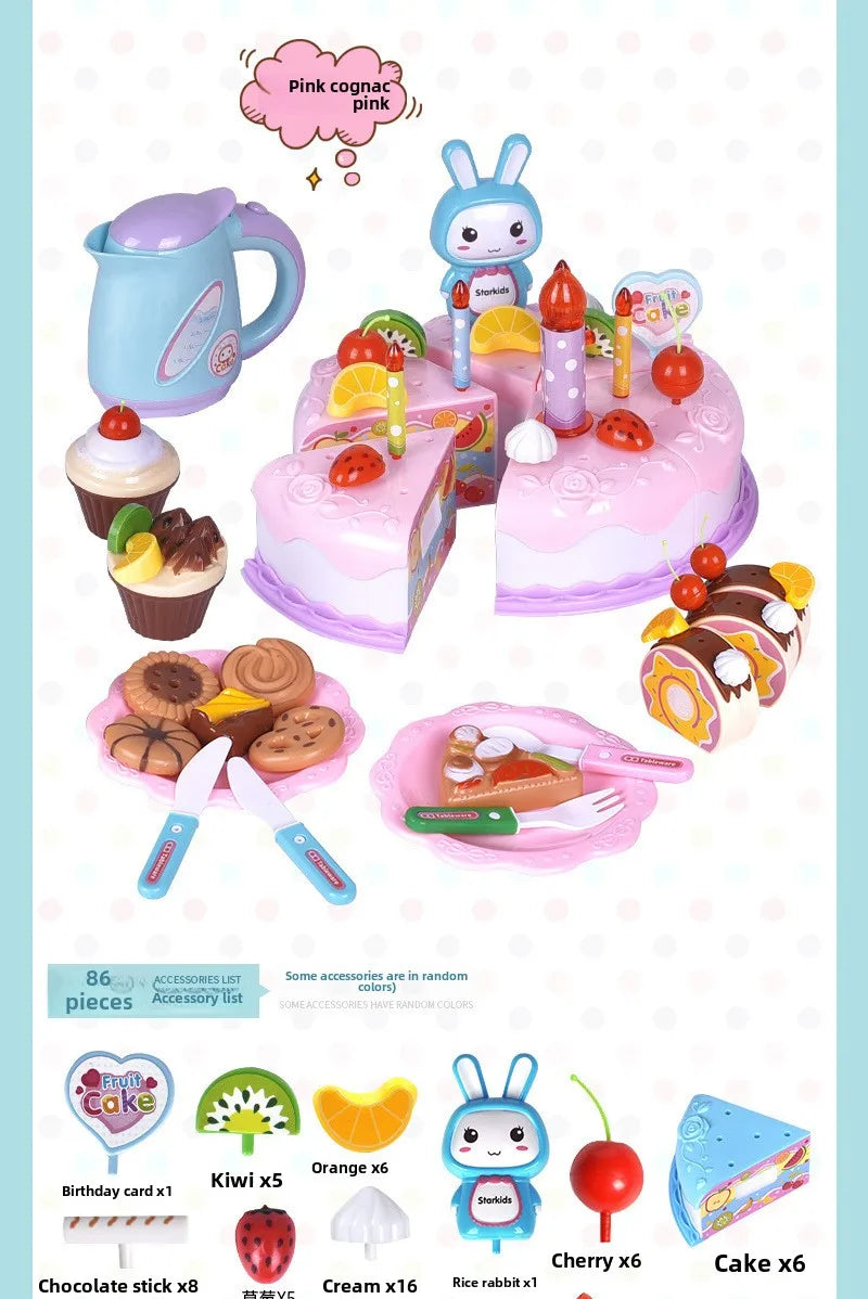 Children Pretend Cake Goodies Play Simulated Kitchen Toys Plastic Cutting Food Kids Toy Object Cognition Boys Girl Birthday Gift