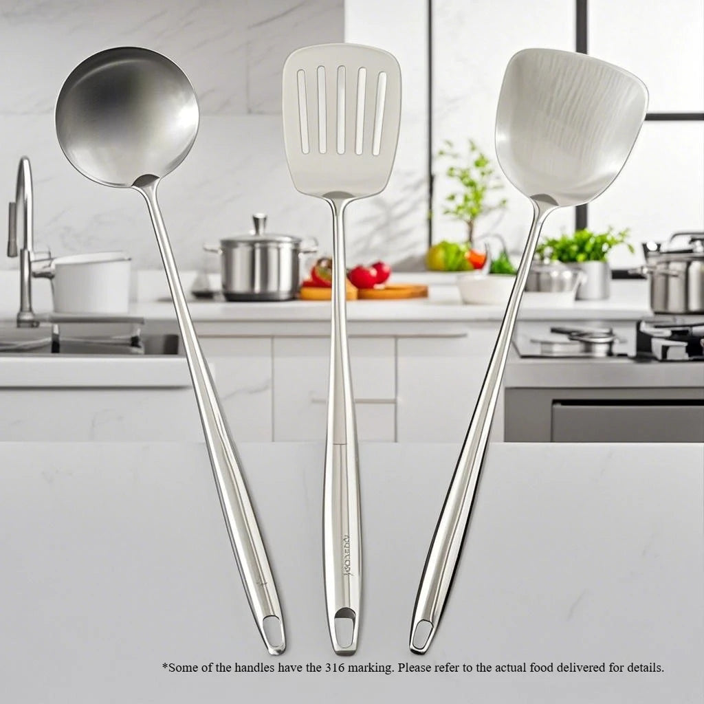 Food Stainless Steel Wok Spatula Metal kitchen utensils Slotted Turner Spoon Ladle Cooking Tools Utensil Set Kitchen Accessories
