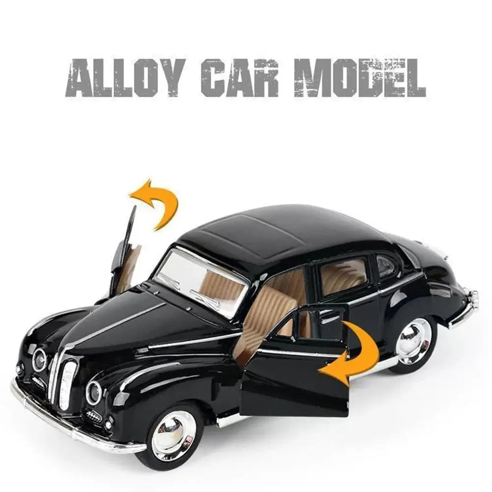 1:32 Alloy Diecast Cabriolet Vintage Car Model Classic Pull Back Car Miniature Vehicle Replica For Collection Decorate Gifts kid