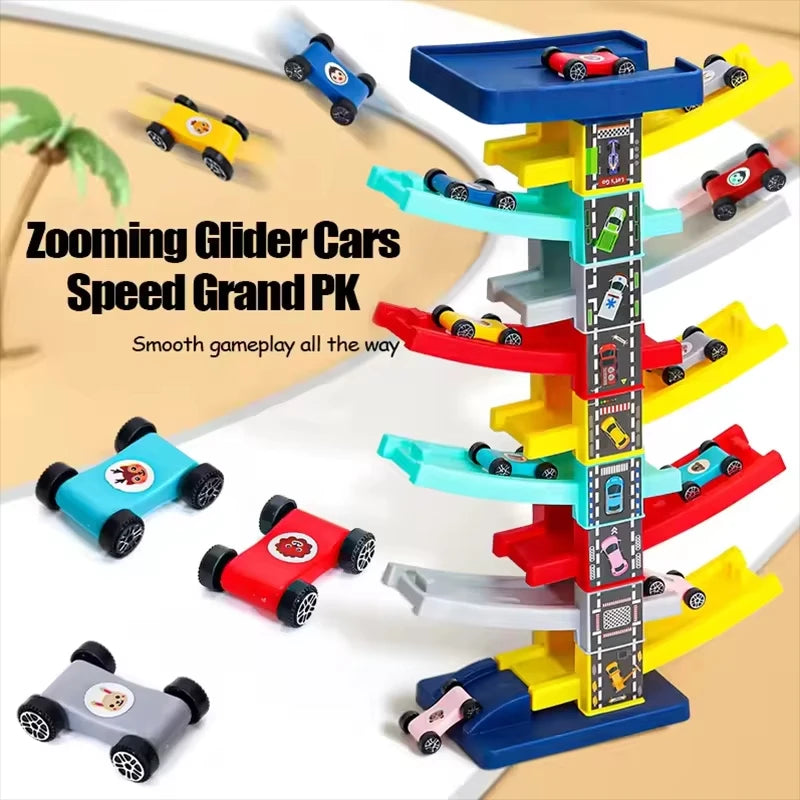Baby Toys Children's Gliding Track Car Mini Car Inertia Girl Kids 3-Year-Old Boy Toy Multi Layer Cartoon Puzzle Slide Car Toys