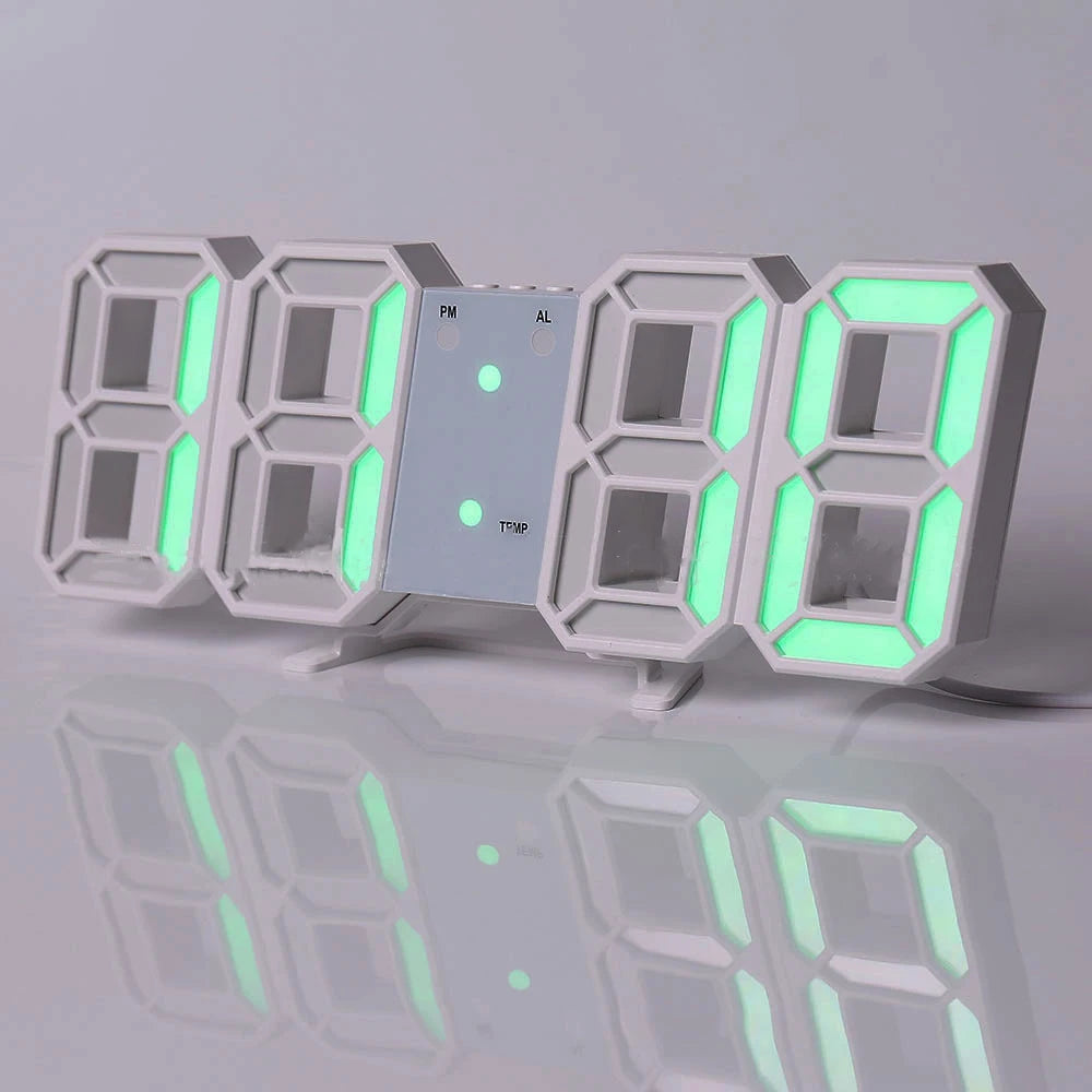 3D LED Digital Wall Clock ,9.7", Large Display Table/ Desk Clock with Remote Control 12/24H Temperature