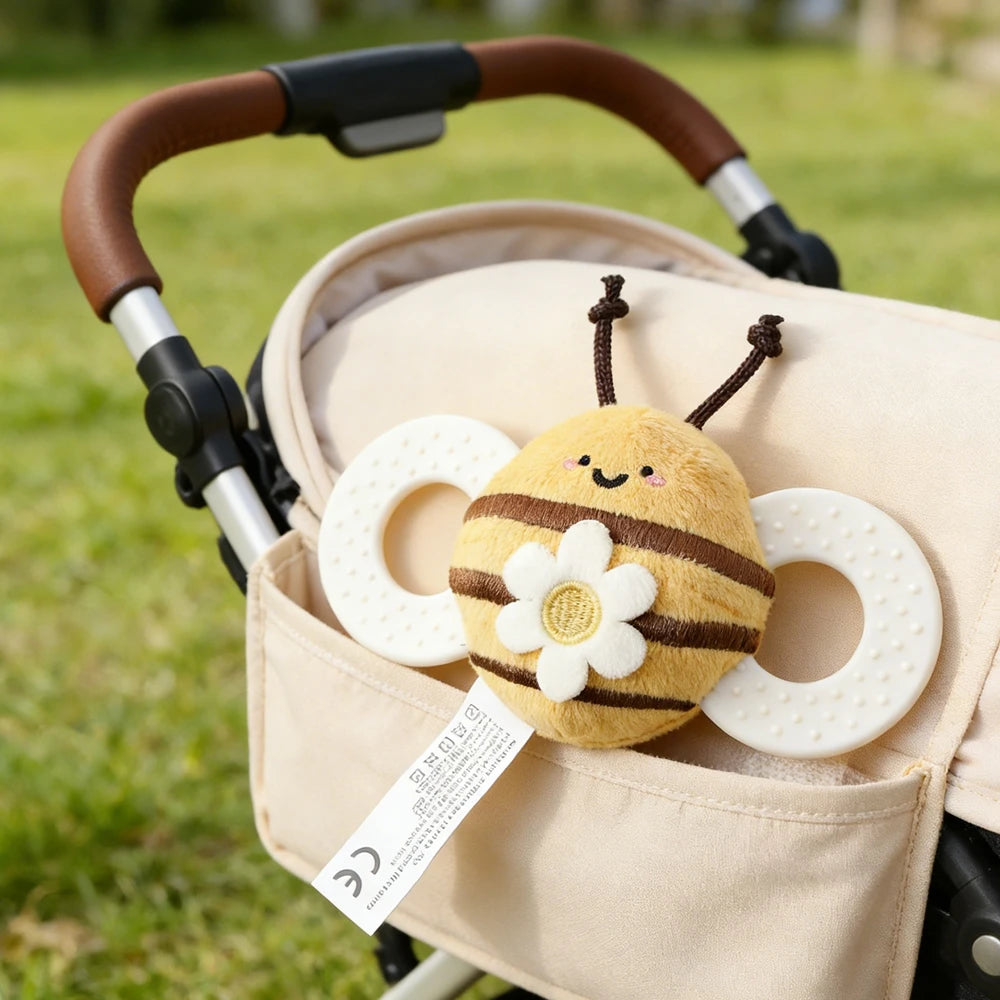Baby Rattle Toy Baby Crib Moving Bell Felt Plush Bee Soothing Doll 0-12 Months Baby Montessori Sensory Touch Toy Newborn Gift