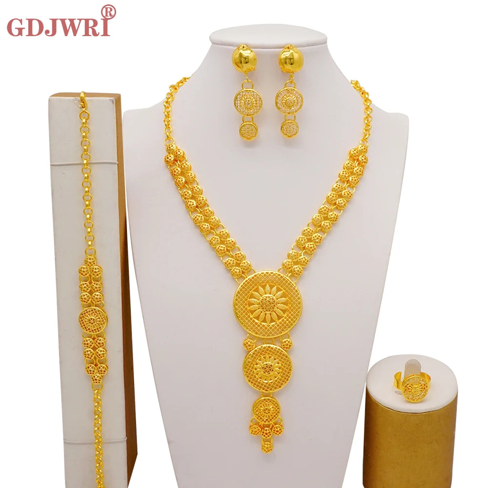 Ethiopian Fashion Women's Jewelry Set African Wedding Jewelry Set Necklace, Bracelet, Earrings, and Ring Set