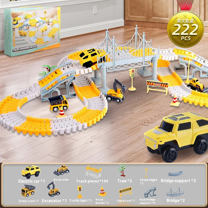 137pc Boys Halloween Christmas Gifts DIY Car Track Assemble Puzzle Toys Parent-Child Interactive Building Toys Family Party Toys