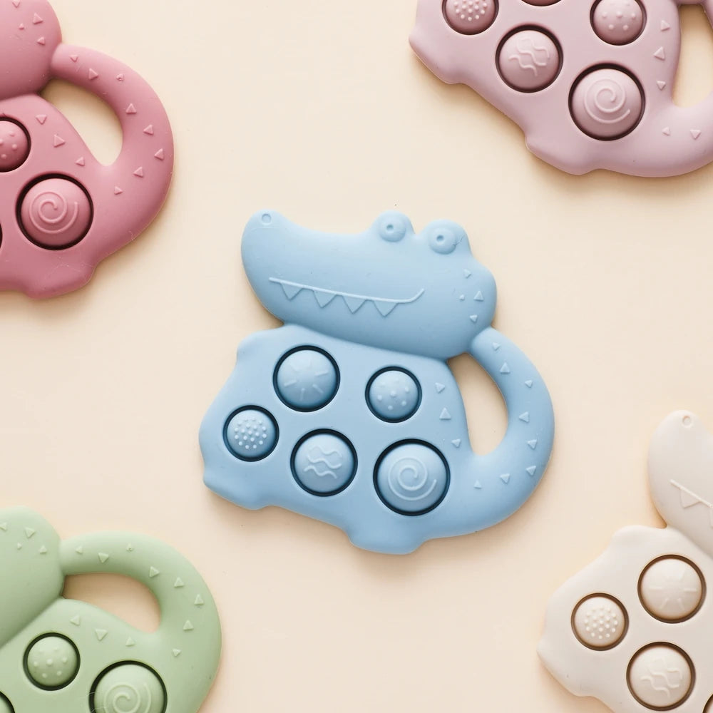 1pc Silicone Baby Toys 0-12 Baby Teether Toys Baby Fidget Toys Teething Sensory Toys Silicone Hand Bell Silicone Soothing Toys