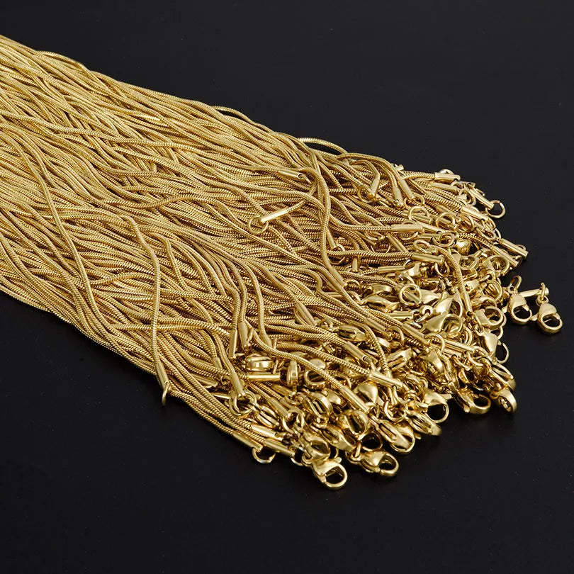45/50/60/70cm Stainless Steel Round Snake Chain Necklace For Women Men Accessories Width 1.2mm Fashion Jewelry On The Neck Gift