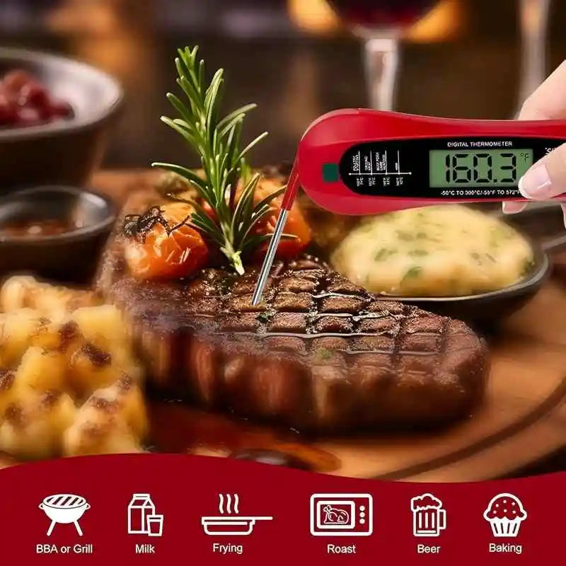 2 In 1 Long Cable Meat Thermometer Digital Waterproof Kitchen Cooking Tools Food Fast Measure Thermometer 2 Probes BBQ Grill Oil