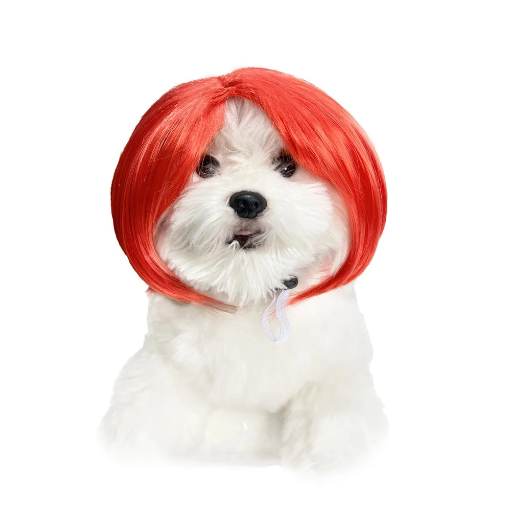 Cute Funny Pet Wig Adjustable Elastic Band Design Cat Wig Dog Wig Pet Cosplay Props Photography Prank Gifts