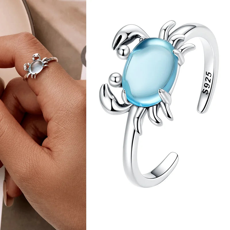 WOSTU Real 925 Sterling Silver Open Ring Finger Adjustable Size Wedding Rings For Women Engagement Fashion Silver Jewelry Gift
