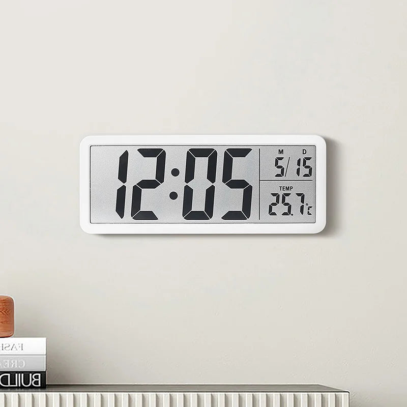 Battery Powered LCD Digital Wall Clock Time Temperature Date Desktop Table Clock With USB Cable 12/24H LCD Clock for Living Room