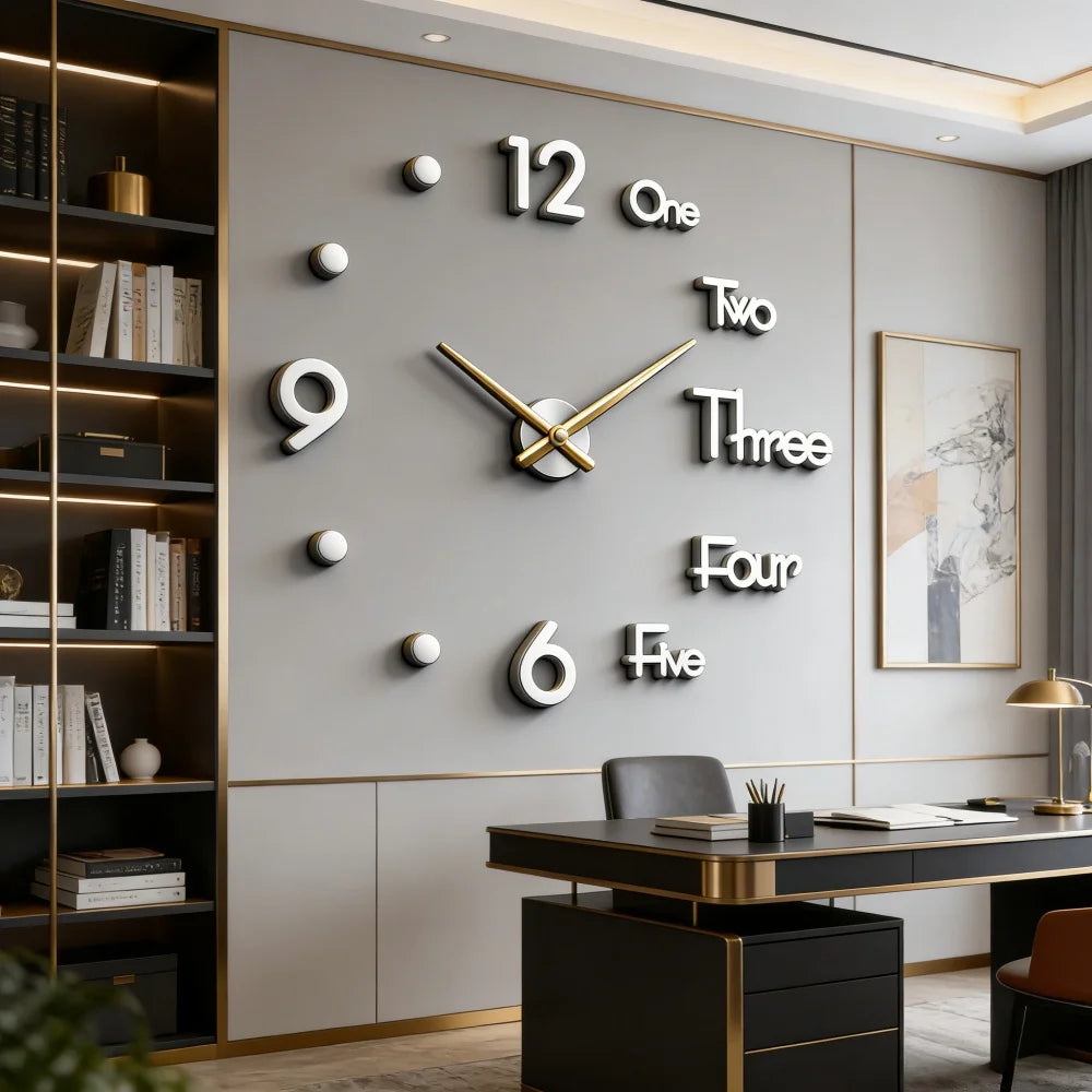 2026 Modern Design Large Wall Clock 3D DIY Quartz Clocks Fashion Watches Acrylic Mirror Stickers Living Room Home Decor Horloge