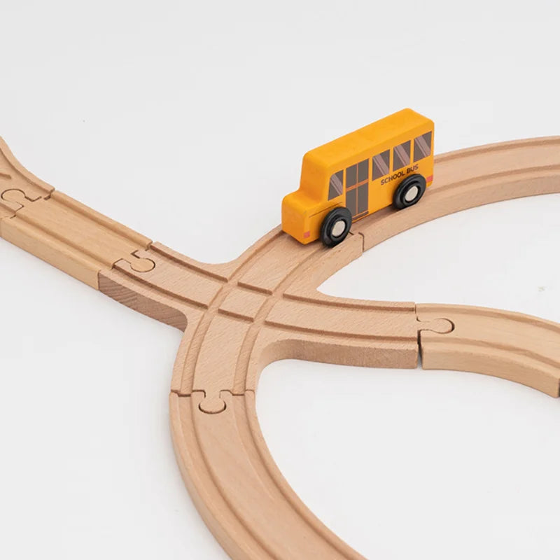 New Wooden Railway Track All Kinds Fork Rail Bifurcation Beech Wood Track Accessories Fit for Thomos Wooden Train Tracks Toy