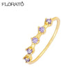 Trendy 18K Gold Plated Engagement Ring for Women Luxury Fashion Elegant Purple Crystal Wedding Rings Party Jewelry Gifts