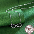 QooLady 925 Sterling Silver Exquisite CZ Crystal Infinity Symbol Pendant Necklace for Women Fine Anniversary Jewelry Gifts SD005