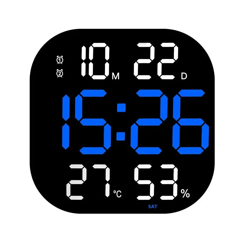 13inch LED Large Digital Wall Clock with Remote Control TEMP Humidity Week Auto Dimmer 12/24H Alarm Clock for Home Office Decor