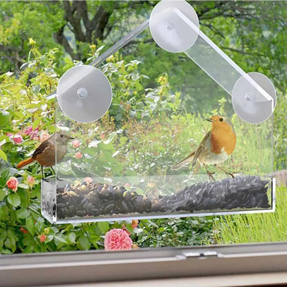 Acrylic Bird Feeder Clear Window Outside Hanging Bird Feeder House With Suction Cup For Garden Outdoor Backyard Patio Yard 1-5PC