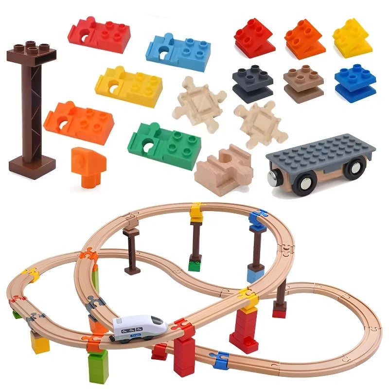 All Kinds Connectors Wooden Train Track Accessories Universal Plastic Building Blocks Adapters Fit for Brand Wooden Track Toys