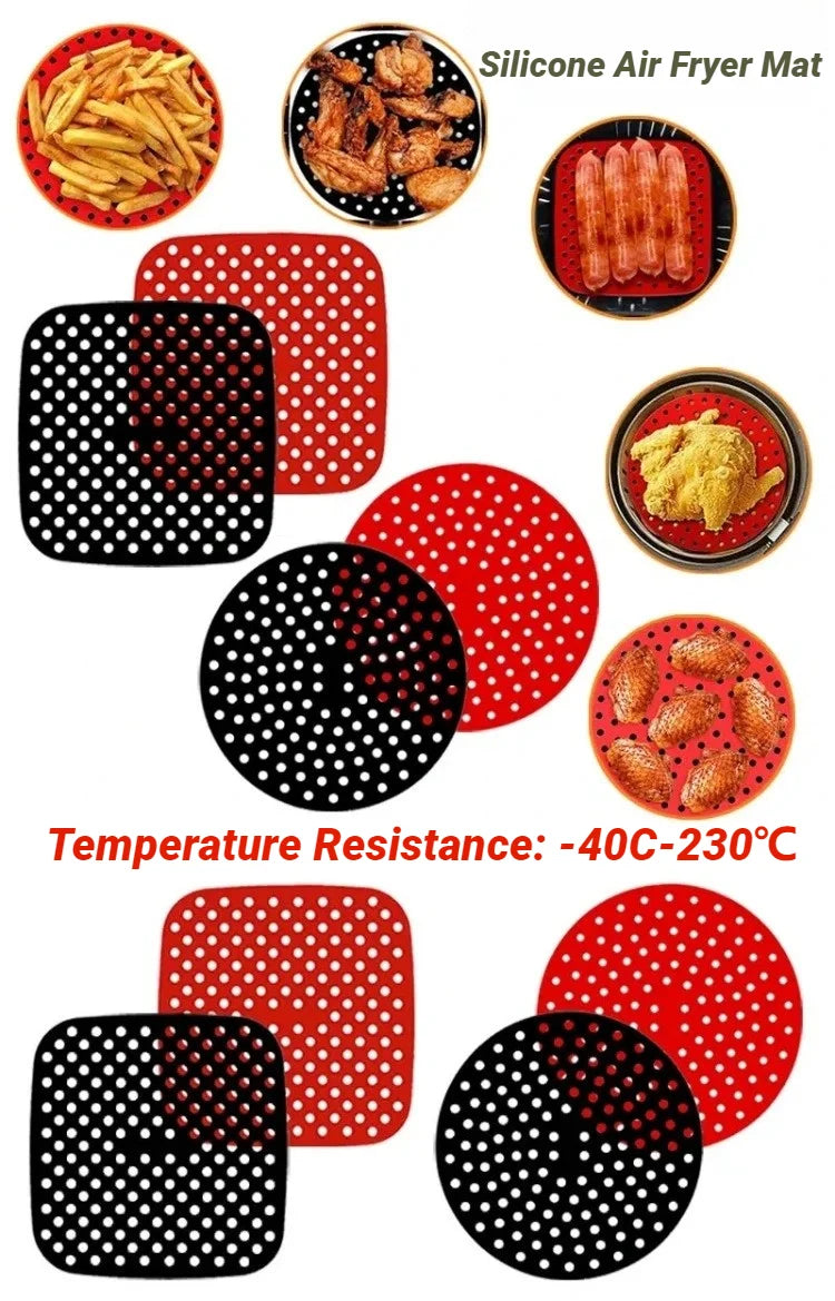 Reusable Silicone Air Fryer Mat Non Stick Baking Pad Inner Liner Cooking Bakeware Oil Cake Grilled Saucer