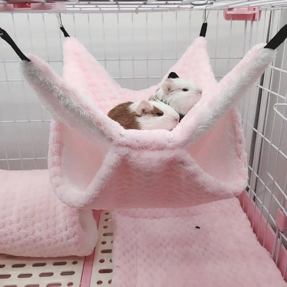 Hamster Nest Winter Bed House Shed Hanging Hammock Cage Tunnel Plush Hideaway for Hamster Guinea Pigs Sugar Small Pe H8z6