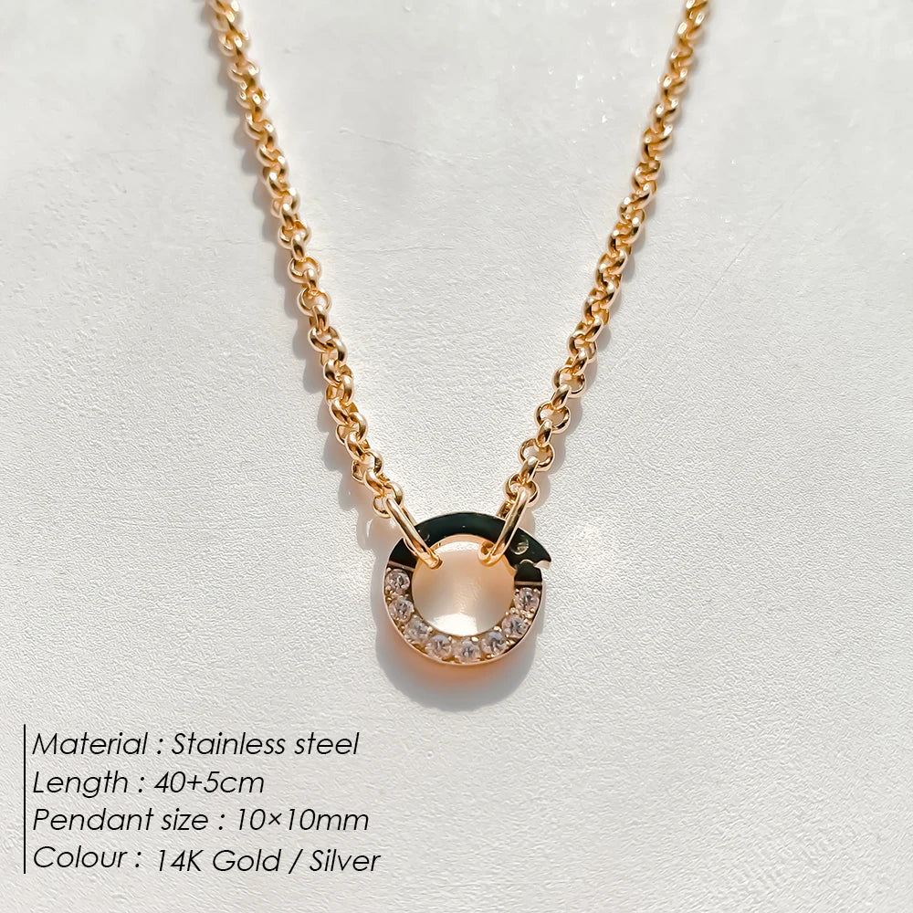 EMANCO Charm Necklace Heart Lock Link Pearl Chain for Handmade DIY Pendant Accessory Stainless Steel Women's Waterproof Jewelry