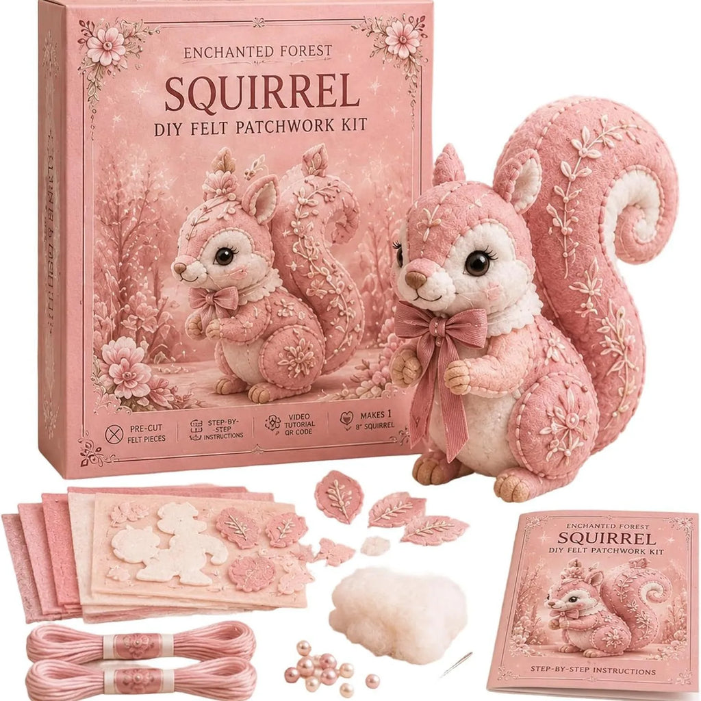 Pink Forest Friends DIY Patchwork Collection, All-Inclusive Sewing Kit to Make Cute Woodland Animals, Household Hobby Decor Gift