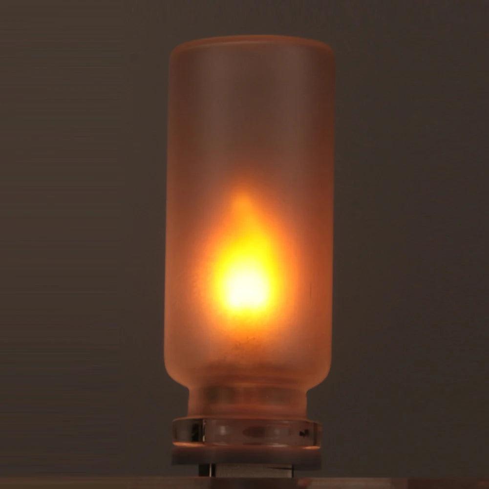 USB Flame Flickering LED Frosted Clear Glass Candle Night Light Simulated Flame for Car Home Room Laptop PC Festival Decoration