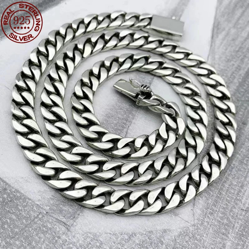 100% S925 Sterling Silver Necklace 7/810MM Punk 925 Silver Chains Original Certified Silver Jewelry Gifts Factory Price