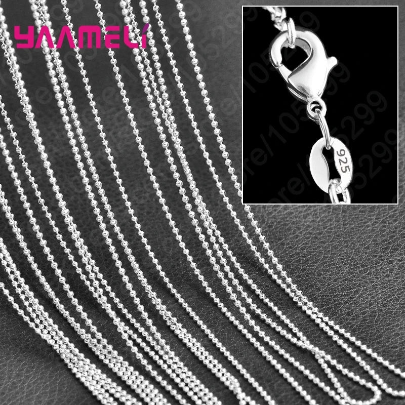 10PCS Wholesale Pure 925 Sterling Silver Color Charm Link Chain Necklace Jewelry with Strong Smooth Lobster Clasps 16-30 Inch