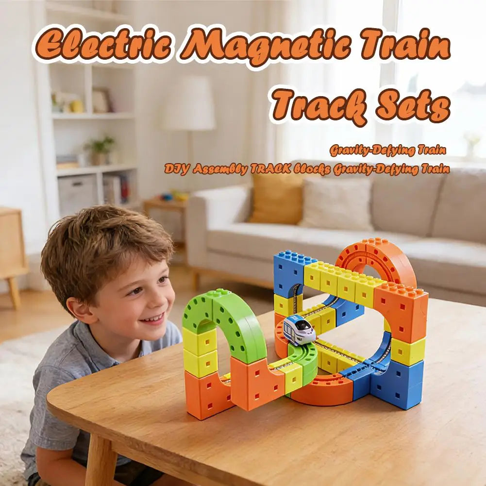 Children Magic Track Train Electric Assembled Building Blocks Magnetic Rail Car Maze Educational Toys Magnetic Assembly Train