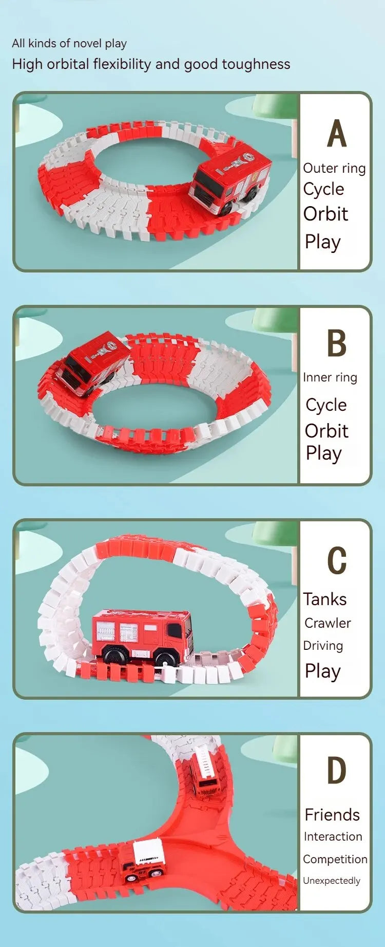Fire Engine Track Assembling Car Engineering Minin Car Set Kids Puzzle Boy Toys Track Car Train Toys For Children Birthday Gift