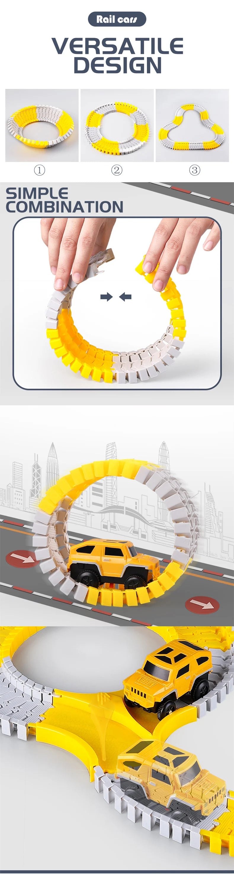 DIY Building Block Track Splicing Puzzle Toy, Electric Track Toy Engineering Minin Car Set Puzzle Kids Toys Track Car Train Toys