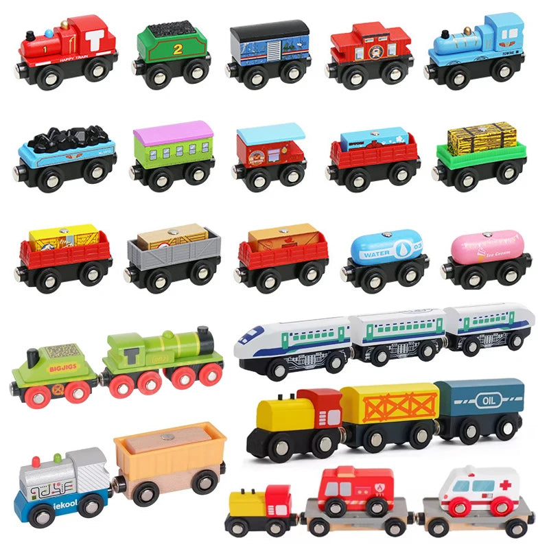 1pcs Magnetic Train Toys Wooden Train Locomotive Car Truck Railway Accessories Fit for Wooden Tracks Toys Gifts