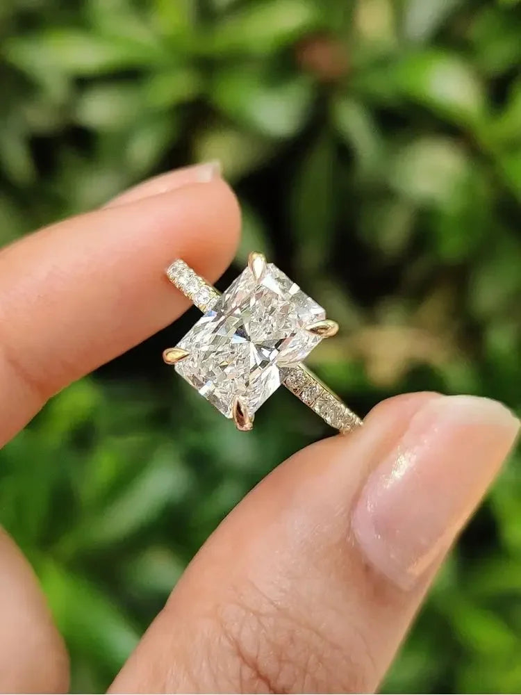 925 Sterling Silver Gorgeous Shiny 2-5CT Rectangle Zircon Ring For Women Anniversary Wedding Luxury High Quality Fine Jewelry