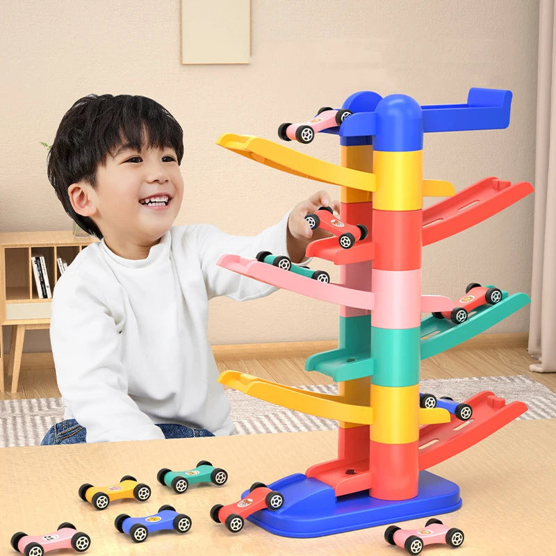 Baby Toys Children's Gliding Track Car Mini Car Inertia Girl Kids 3-Year-Old Boy Toy Multi Layer Cartoon Puzzle Slide Car Toys