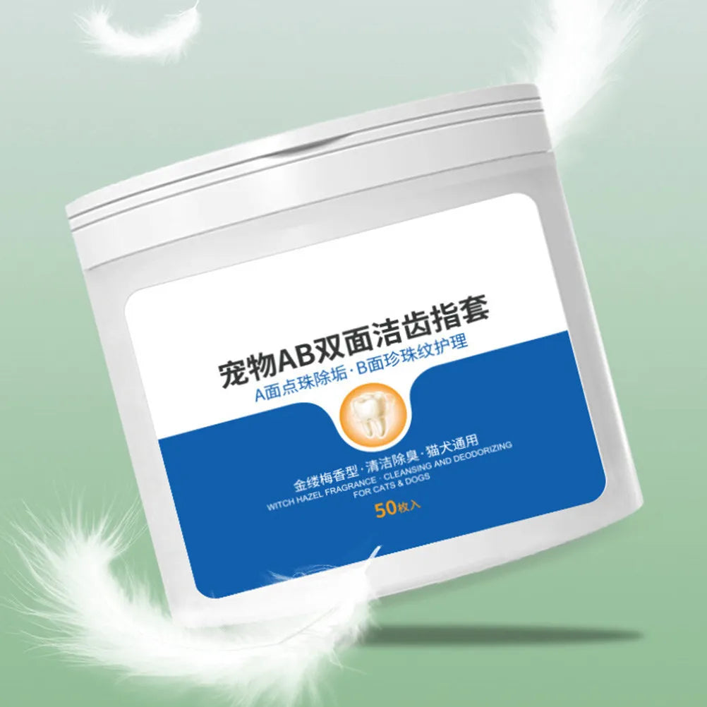 50Pcs Pet Finger Toothbrush Dental Wipes Professional Dog Cat Reusable Portable Household Tooth Cleaning Accessories