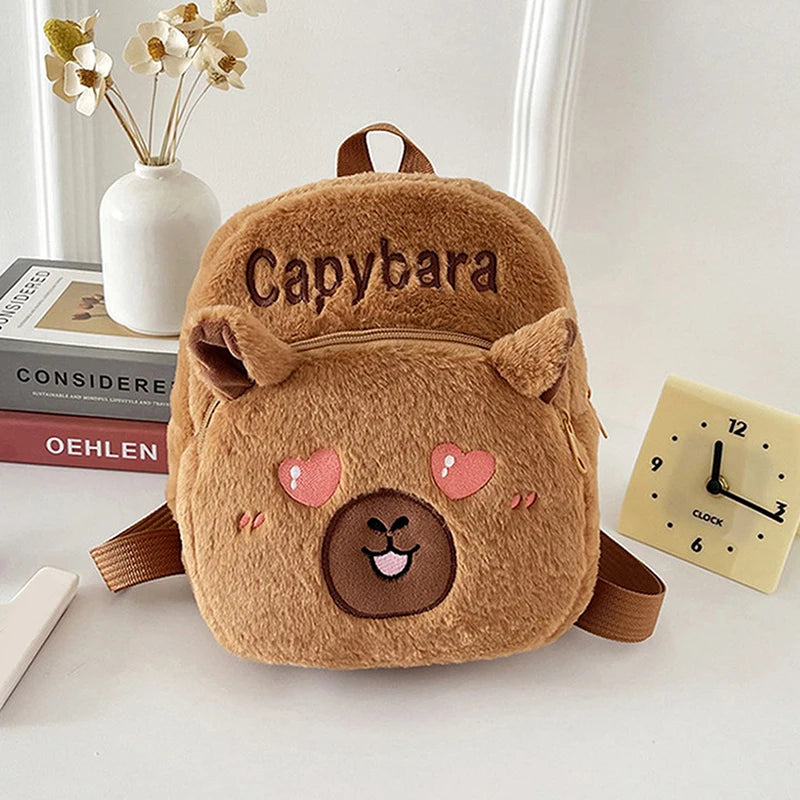 New Capybara Cartoon Animal Doll Plush Backpacks; Cute Portable Bag for Girls.