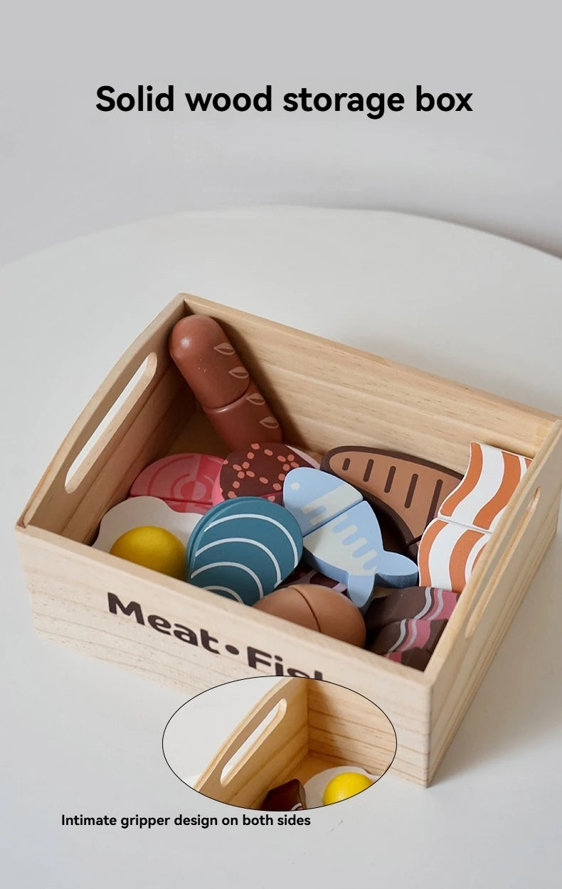 Children's Wooden Fruits and Vegetables, Joyful Play at Home Toys, Wooden Simulation Kitchen Toys, Girls Cooking Food
