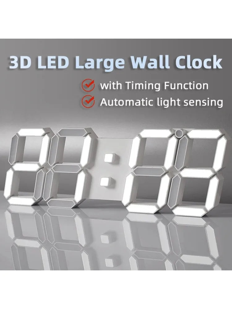 3D LED Digital Alarm Clock USB Charging Luminous Multifunctional Electronic Wall Clock Home Decorative Gift