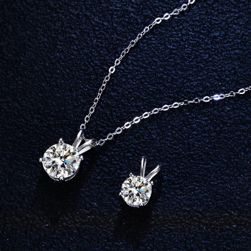 JoyceJelly 1ct 2ct Moissanite Pendant Necklace For Women Top Quality 925 Sterling Silver Wedding Party Bridal Fine Jewelry Gift