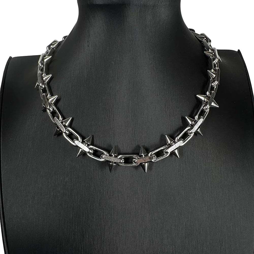 titanium steel Spike Necklaces Hip-hop Gothic Punk Style Barbed Chain Collar Choker For Men Women Jewelry Accessory